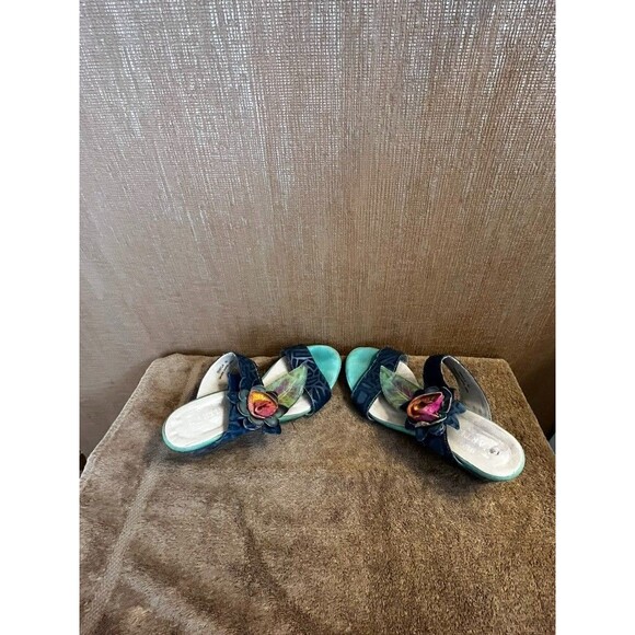 L’Artiste SpringStep Shayla Leather Handmade Floral Wedge Sandals Size 9.5 EU 40 - Picture 3 of 6